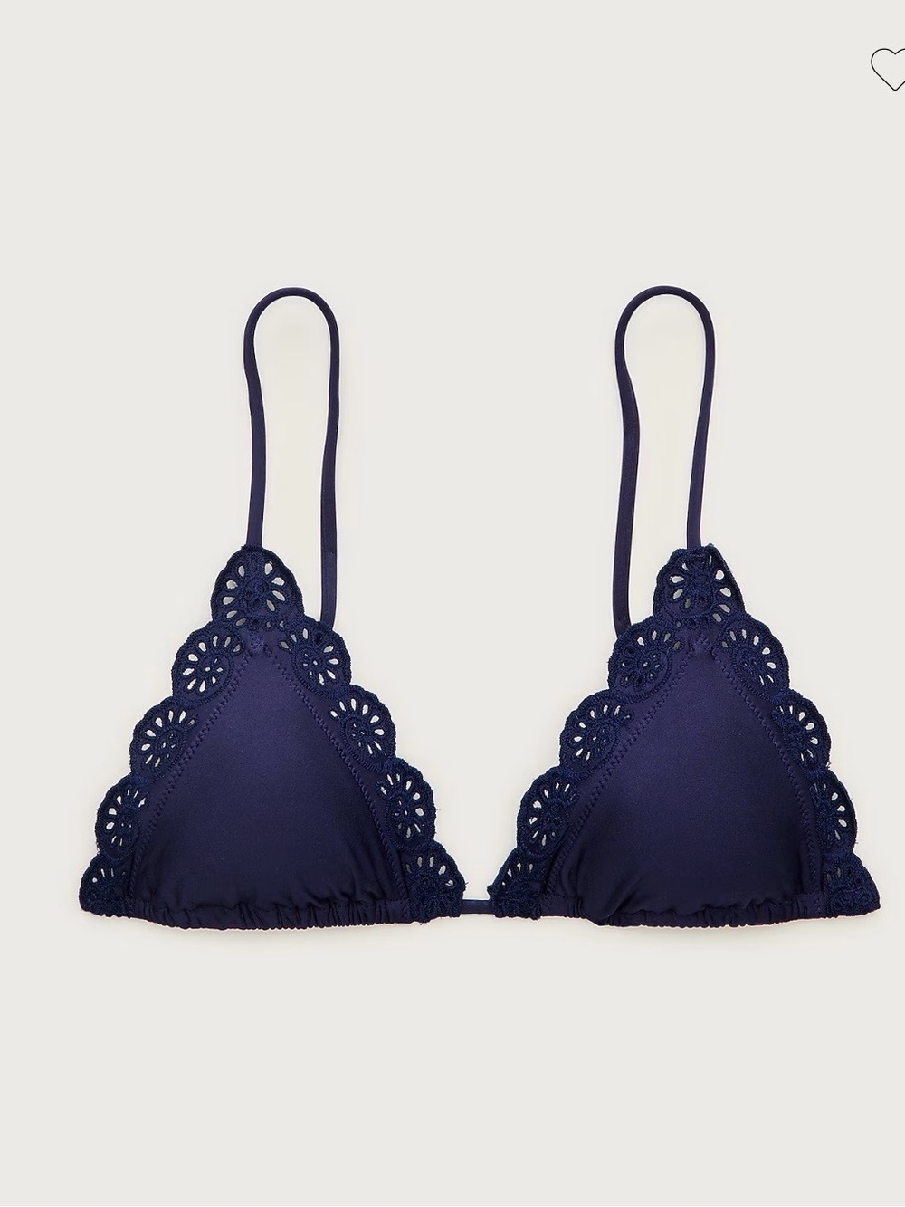 NWT J. Crew Perfect eyelet string bikini top in Classic Sculpt. Medium. Navy